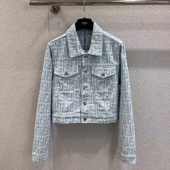 Fendi Jacquard Collar Denim Jacket - Picture 1 of 8